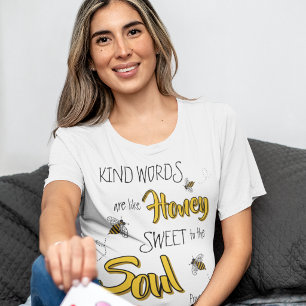 T-shirt En Tri-matière Abeilles Miel Mots Gentils Jaune et Noir