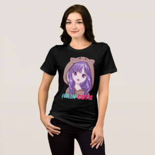 T-shirt En Tri-matière Adolescente aux cheveux violets de l'anime qui se 