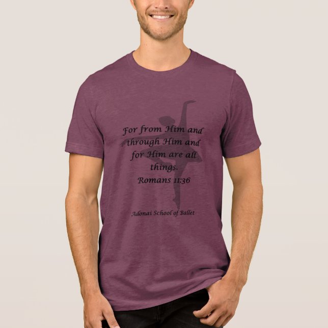 T-shirt En Tri-matière Adonai T-Shirt Rom 11:36 Bourgogne (Recto)