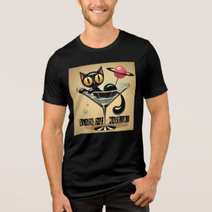 T-shirt En Tri-matière Âge atomique Futuriste de l'espace Noir Cat Martin