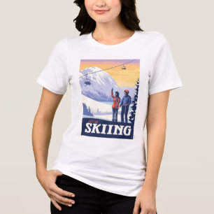 T-shirt En Tri-matière Aller skier Vintage Imprimer