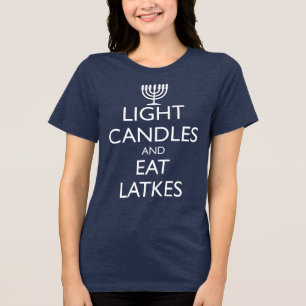 T-SHIRT  EN TRI-MATIÈRE ALLUMER DES BOUGIES ET MANGER DES LATKES