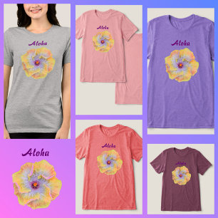 T-shirt En Tri-matière Aloha hawaïen jaune Lilac Hibiscus