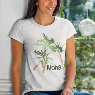 T-shirt En Tri-matière Aloha Palmiers Tropicaux Cocotiers Hawaï