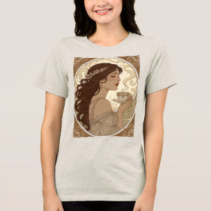 T-shirt En Tri-matière Amateur de café Art Nouveau dans le style de Mucha