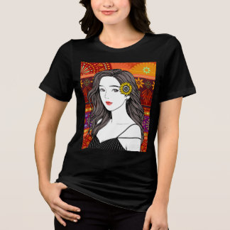 T-shirt En Tri-matière Âme Tournesol – Illustration de portrait d'art fol