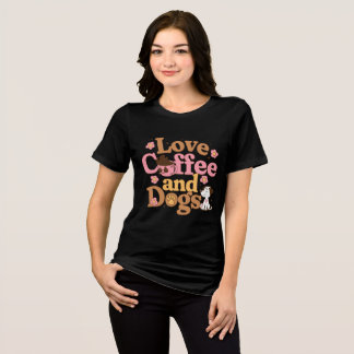 T-shirt En Tri-matière Amour Café et Chiens Rétro