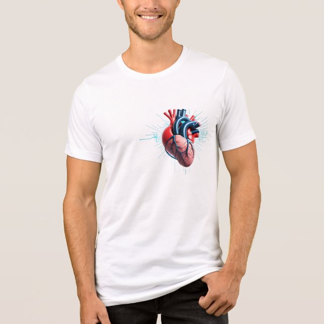 T-shirt En Tri-matière Anatomical Heart with EKG – Medical Art Design (Recto)