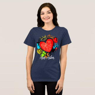 T-shirt En Tri-matière Ann Arbor Michigan Graffiti Street Map Blue Maize