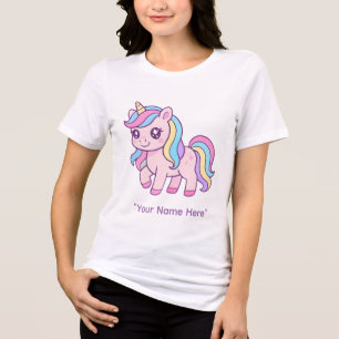 T-shirt En Tri-matière Anniversaire Filles Arc-en-Ciel Licorne Pastel Mig