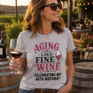 T-shirt En Tri-matière Anniversaire Vieillir comme un Grand Vin Faux Glit