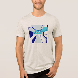 T-shirt En Tri-matière Aqua Navy Turquoise Swirling MCM Abstrait géométri