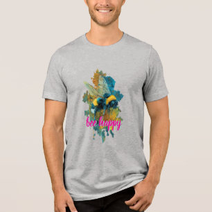 T-shirt En Tri-matière Aquarelle artistique Bumblebee "Bee Happy" Whimsic