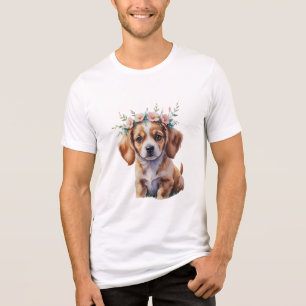 T-shirt En Tri-matière Aquarelle Floral Chiot Tee