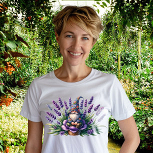 T-shirt En Tri-matière Aquarelle Gnome & Fleurs pourpres