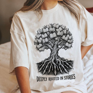 T-shirt En Tri-matière Arbre de Livres Stylo Plume Racines Art Littéraire