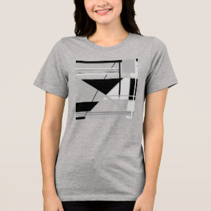T-shirt En Tri-matière Art Abstrait géométrique gris clair et moyen