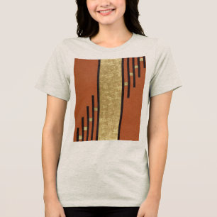 T-shirt En Tri-matière Art Déco en or et beige