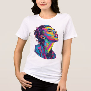 T-shirt En Tri-matière Art graphique de chanteur pop néon vibrant - Musiq