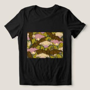 T-shirt En Tri-matière Art Nouveau Chauves-souris & Fleurs Gothique 