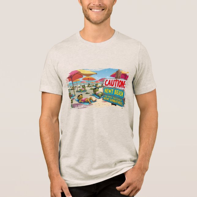 T-shirt En Tri-matière Attention : Newt Beach (Recto)