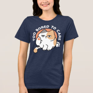 T-shirt En Tri-matière Attitude de Chat Paresseux – Trop Ennuyé pour S'en
