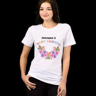 T-shirt En Tri-matière Baby Shower Fille Fleur Rose Pâle