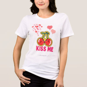 T-shirt En Tri-matière Baiser romantique Typographie Douce Rose Rouge
