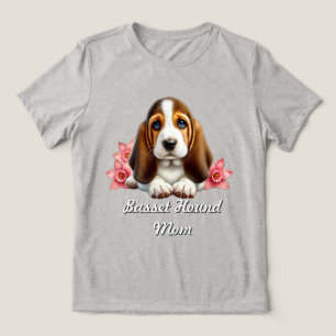 T-shirt En Tri-matière Basset Hound Chiot Avec Fleurs