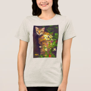 T-shirt En Tri-matière Beau chat abyssinien dans un jardin de minuit