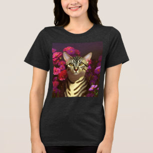 T-shirt En Tri-matière Beau chat égyptien Mau dans un jardin de nuit
