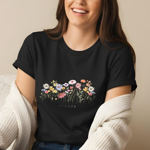 T-shirt En Tri-matière Beau jardin botanique Fleur sauvage aquarelle