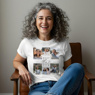 T-shirt En Tri-matière Best Mom Ever Élégant Script Heart Photo Collage
