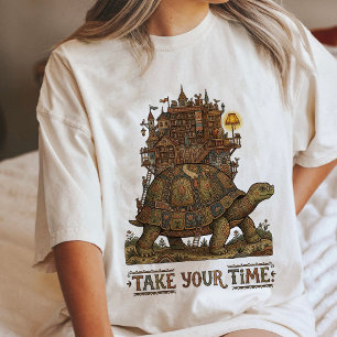 T-shirt En Tri-matière Bibliothèque de tortue Château Prenez votre temps 