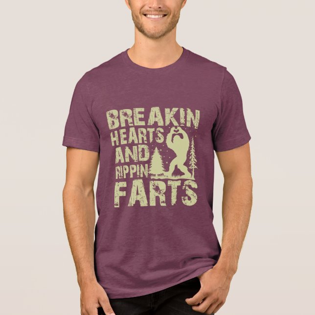 T-shirt En Tri-matière Bigfoot Drôle breakin Coeurs & Rippin Farts Tee (Recto)