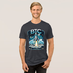 T-shirt En Tri-matière Bitcoin Rocket Crypto Mème BTC