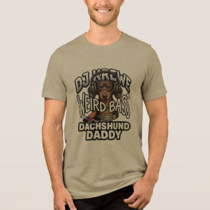 T-shirt En Tri-matière Bizarre Bass Dachshund Papa DJ Chien
