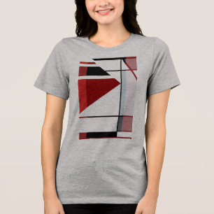 T-shirt En Tri-matière Black Red Burgundy MCM Look Art géométrique Abstra