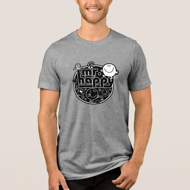 T-shirt En Tri-matière Black & White Mr Happy (Recto)