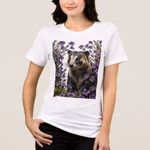 T-shirt En Tri-matière Blaireau Entouré de Violettes des Bois du Wisconsi