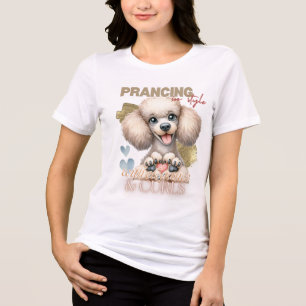 T-SHIRT EN TRI-MATIÈRE BLANC BLANC POODLE CHIEN DIT