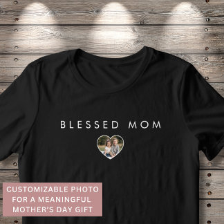 T-shirt En Tri-matière Blessed Mom Heart Photo Fête des Mères Moderne