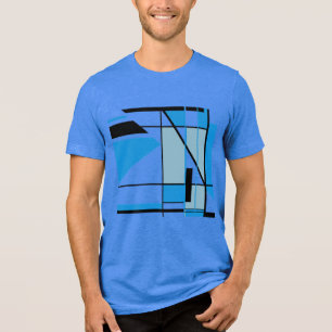 T-shirt En Tri-matière Bleu Turquoise Mosaïque noire MCM Look Géométrique