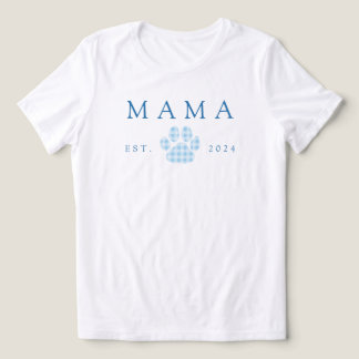 T-shirt En Tri-matière Blue Mama En vichy Empreinte de patte Anniversaire