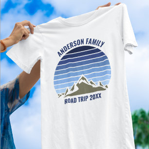 T-shirt En Tri-matière Blue Sunset Mountain Custom Family Réunion Voyage