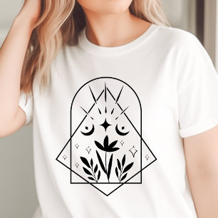 T-shirt En Tri-matière Bohème Géométrique Lune Croissante Botanique