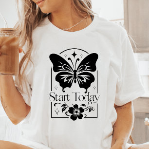 T-shirt En Tri-matière Boho Commencez Aujourd'hui Papillon Motivationnel