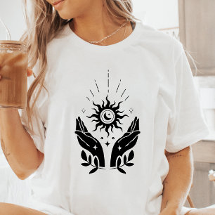T-shirt En Tri-matière Boho Mains Soleil et Lune Céleste