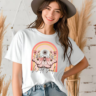 T-shirt En Tri-matière Boho sauvage Retro Arc-en-ciel Floral Papillon