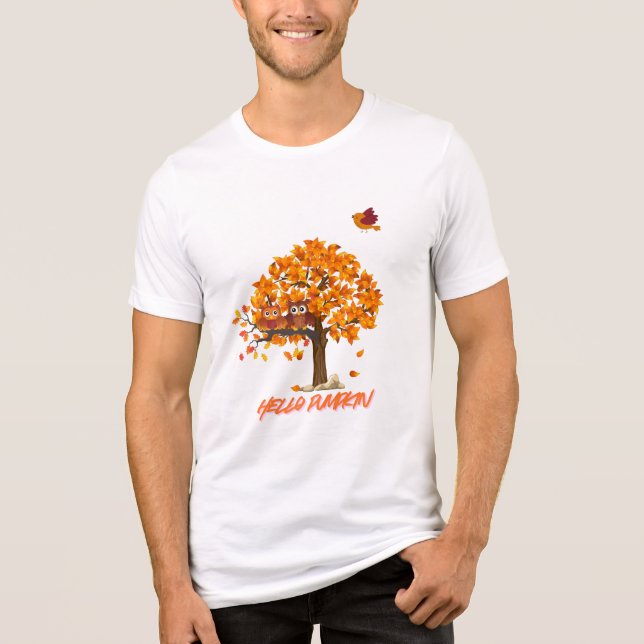 T-shirt En Tri-matière "Bonjour Citrouille mignonne Automne T-shirt Hallo (Recto)